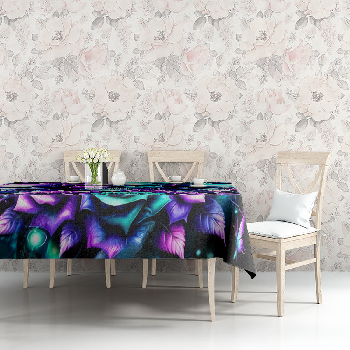 Rose Skull Tablecloth Stuck Between IDK IDC And IDGAF - Wonder Print Shop