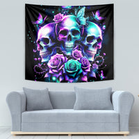 Rose Skull Tapestry Stuck Between IDK IDC And IDGAF - Wonder Print Shop