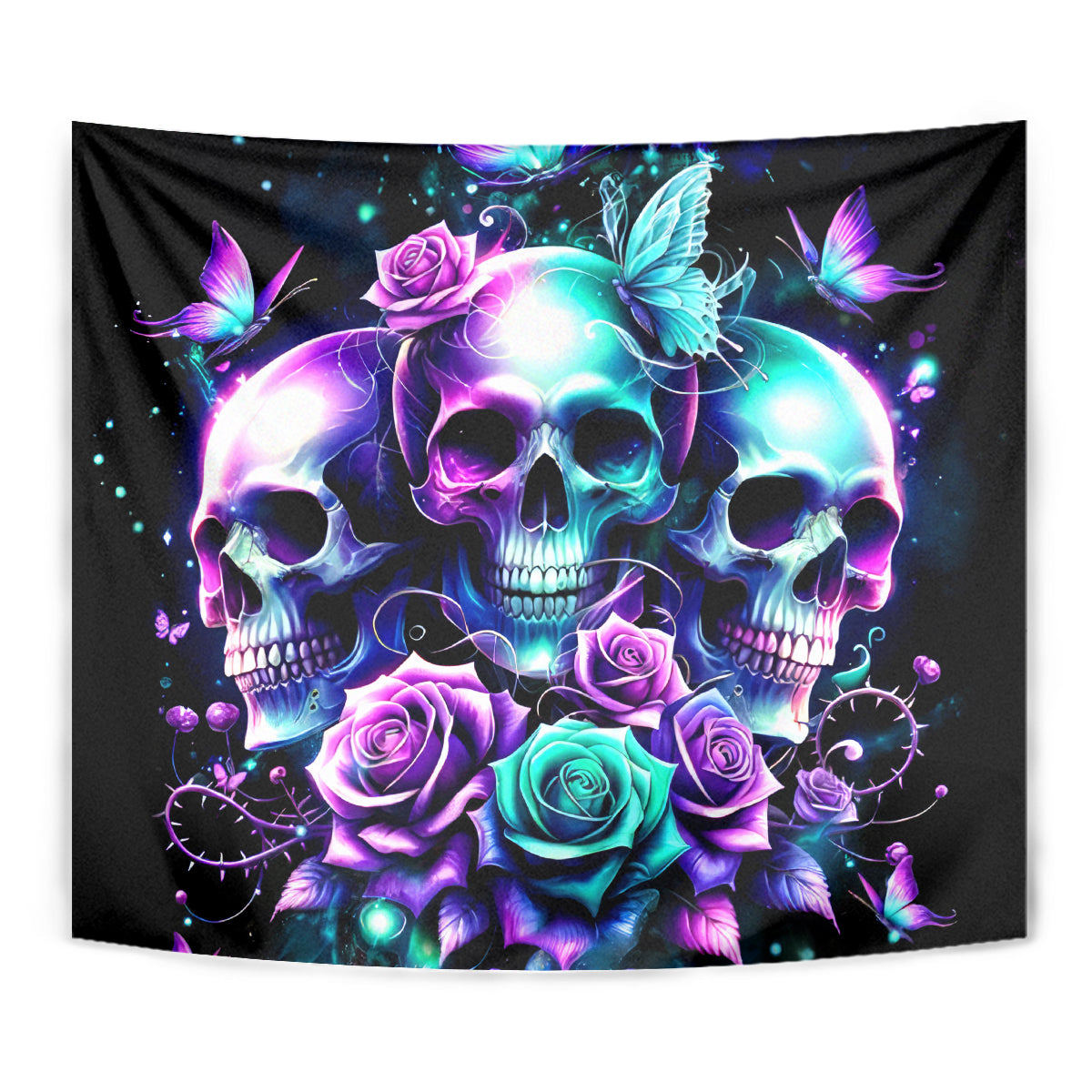 Rose Skull Tapestry Stuck Between IDK IDC And IDGAF - Wonder Print Shop