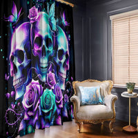 Rose Skull Window Curtain Stuck Between IDK IDC And IDGAF - Wonder Print Shop
