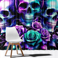 Rose Skull Window Curtain Stuck Between IDK IDC And IDGAF - Wonder Print Shop