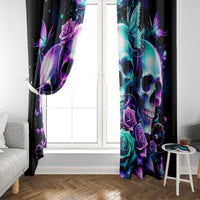 Rose Skull Window Curtain Stuck Between IDK IDC And IDGAF - Wonder Print Shop