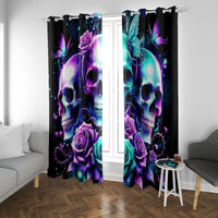 Rose Skull Window Curtain Stuck Between IDK IDC And IDGAF - Wonder Print Shop