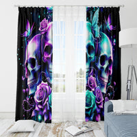 Rose Skull Window Curtain Stuck Between IDK IDC And IDGAF - Wonder Print Shop