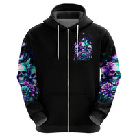 Rose Skull Zip Hoodie Stuck Between IDK IDC And IDGAF - Wonder Print Shop