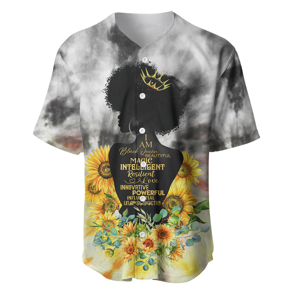 I Am Black Queen Baseball Jersey Flowers Retro Style - Wonder Print Shop
