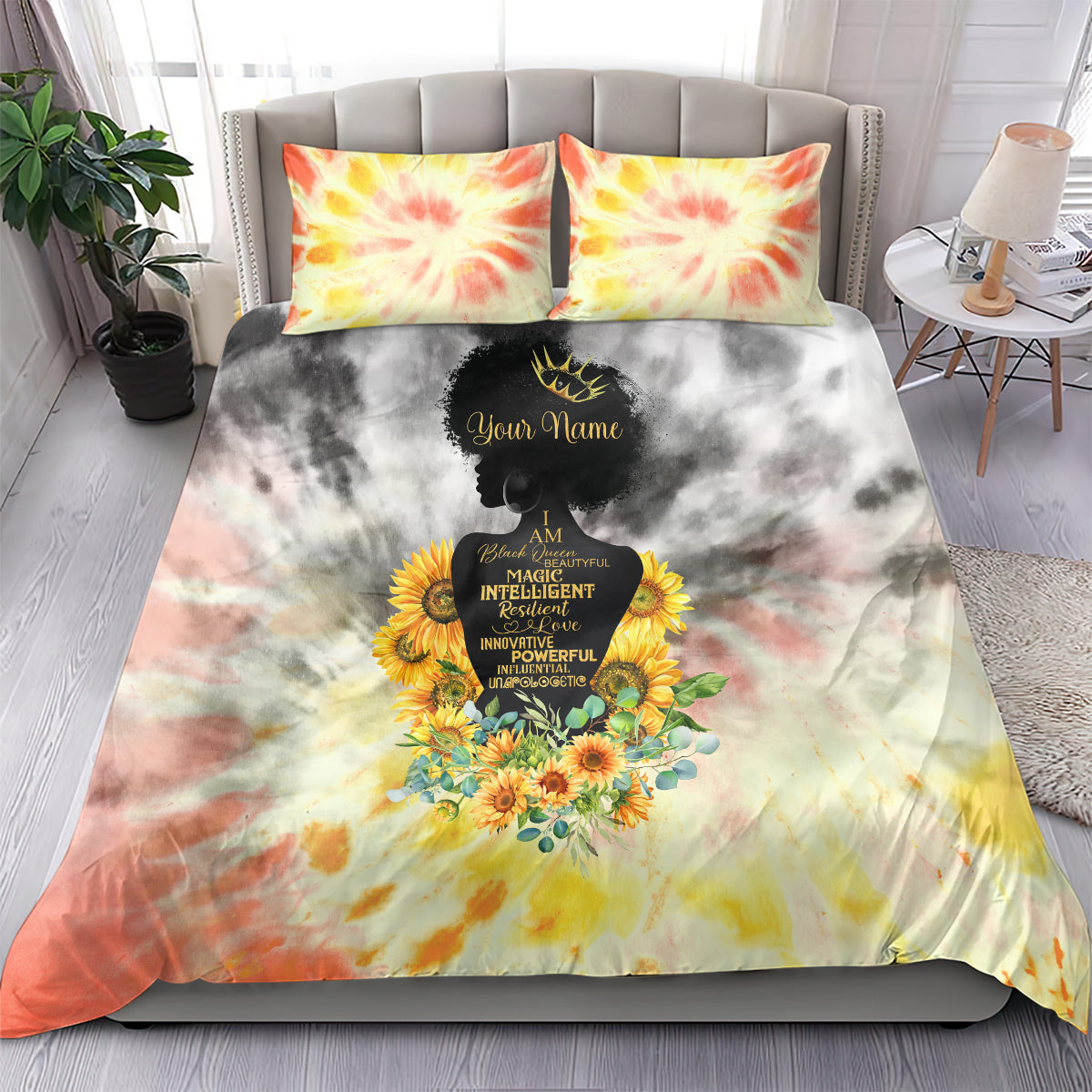 I Am Black Queen Bedding Set Flowers Retro Style - Wonder Print Shop