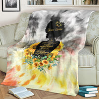 I Am Black Queen Blanket Flowers Retro Style