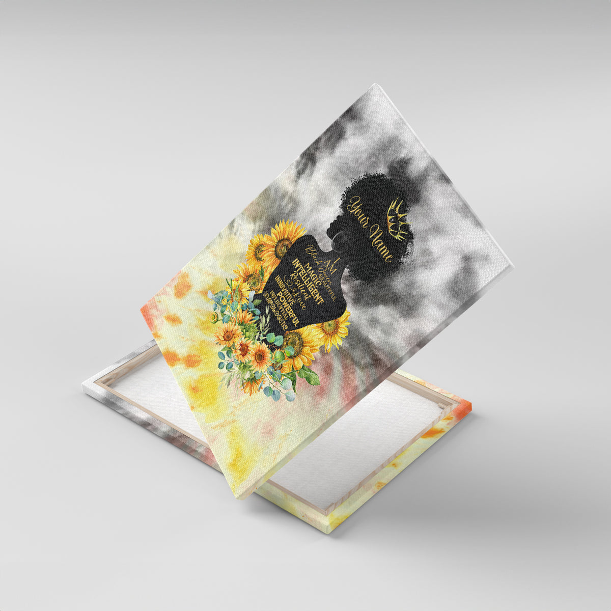 I Am Black Queen Canvas Wall Art Flowers Retro Style - Wonder Print Shop