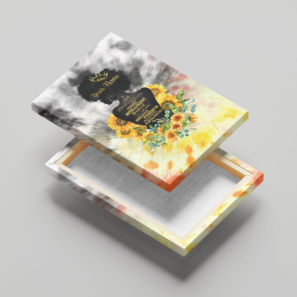 I Am Black Queen Canvas Wall Art Flowers Retro Style - Wonder Print Shop