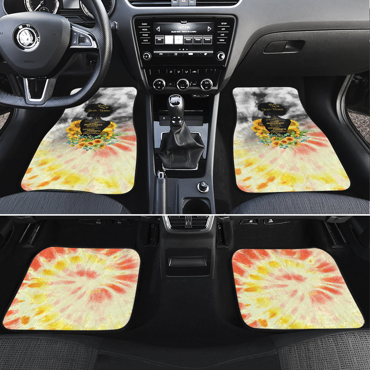 I Am Black Queen Car Mats Flowers Retro Style - Wonder Print Shop