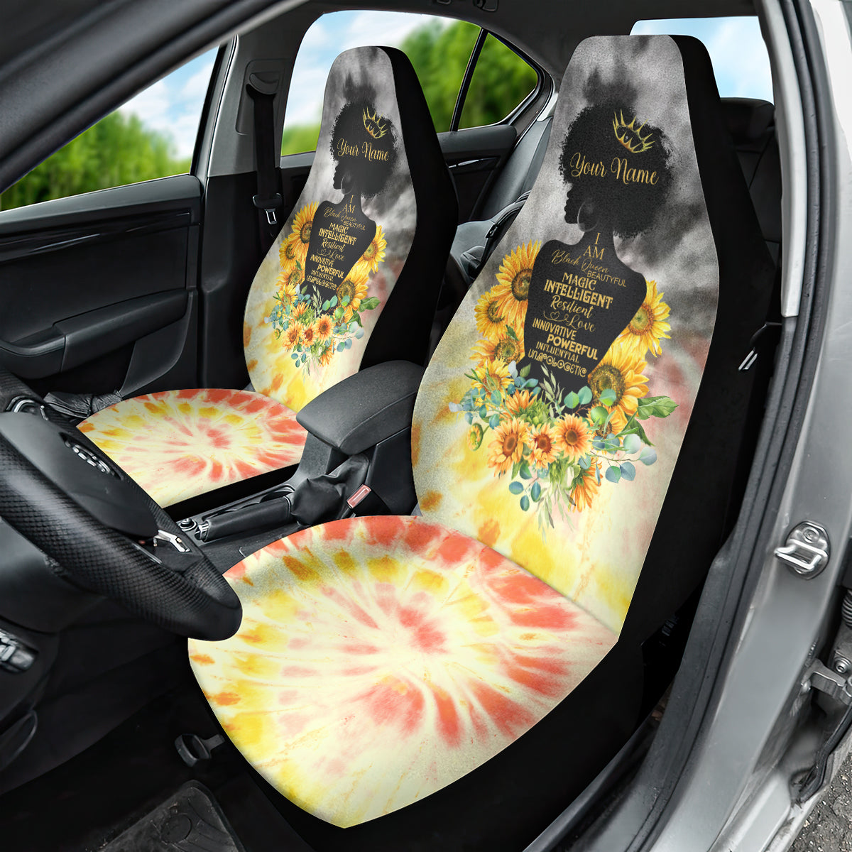I Am Black Queen Car Seat Cover Flowers Retro Style - Wonder Print Shop