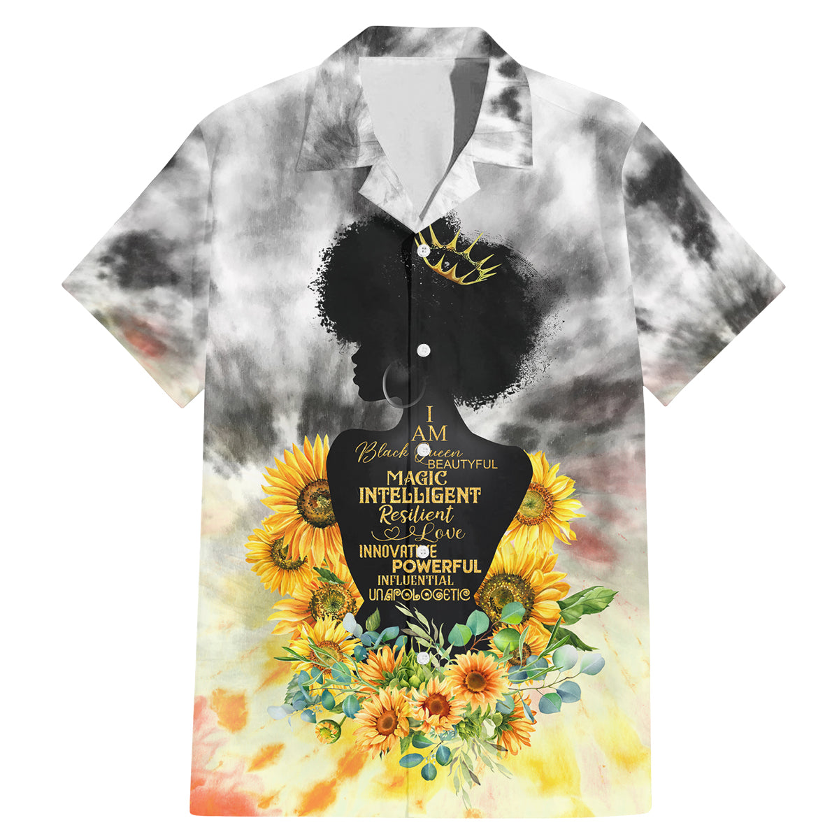 I Am Black Queen Family Matching Mermaid Dress and Hawaiian Shirt Flowers Retro Style - Wonder Print Shop