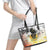I Am Black Queen Leather Tote Bag Flowers Retro Style - Wonder Print Shop