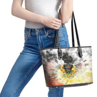 I Am Black Queen Leather Tote Bag Flowers Retro Style - Wonder Print Shop
