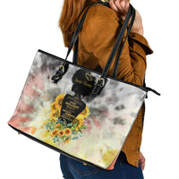 I Am Black Queen Leather Tote Bag Flowers Retro Style - Wonder Print Shop