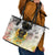 I Am Black Queen Leather Tote Bag Flowers Retro Style - Wonder Print Shop