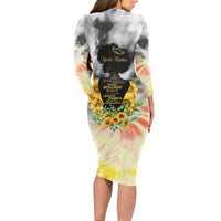 I Am Black Queen Long Sleeve Bodycon Dress Flowers Retro Style - Wonder Print Shop