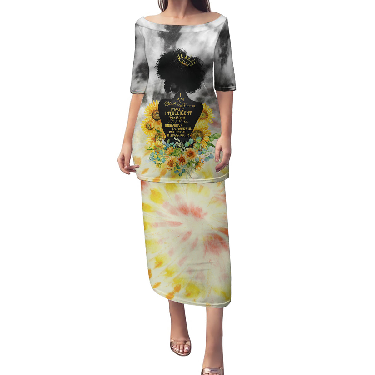 I Am Black Queen Puletasi Flowers Retro Style - Wonder Print Shop