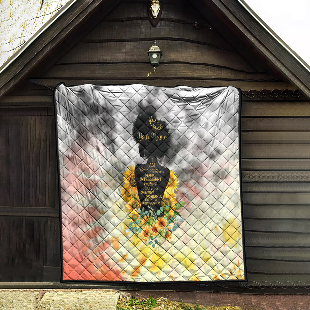 I Am Black Queen Quilt Flowers Retro Style - Wonder Print Shop