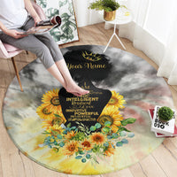 I Am Black Queen Round Carpet Flowers Retro Style