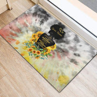 I Am Black Queen Rubber Doormat Flowers Retro Style - Wonder Print Shop