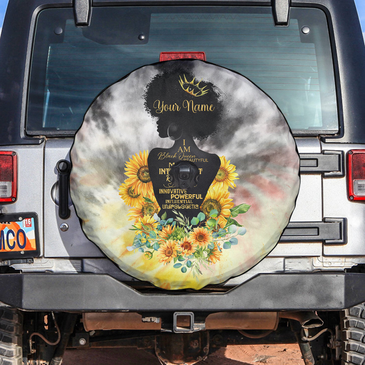 I Am Black Queen Spare Tire Cover Flowers Retro Style - Wonder Print Shop