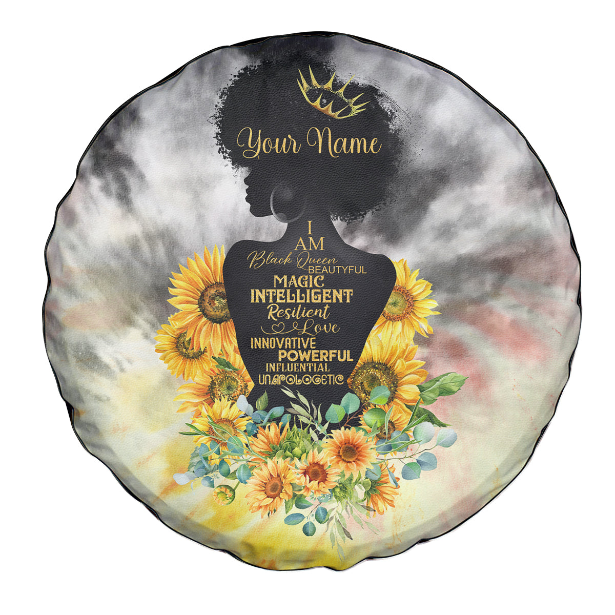 I Am Black Queen Spare Tire Cover Flowers Retro Style - Wonder Print Shop