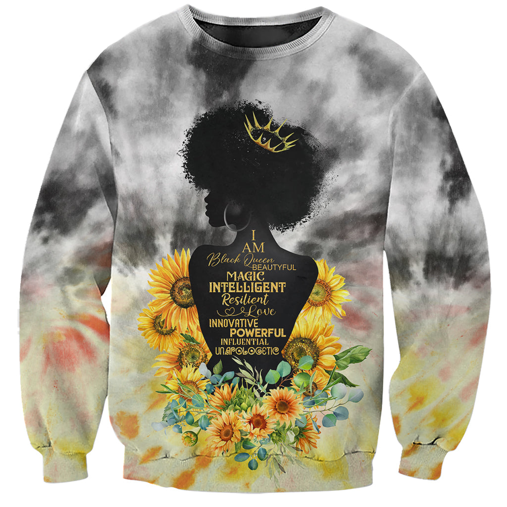 I Am Black Queen Sweatshirt Flowers Retro Style - Wonder Print Shop