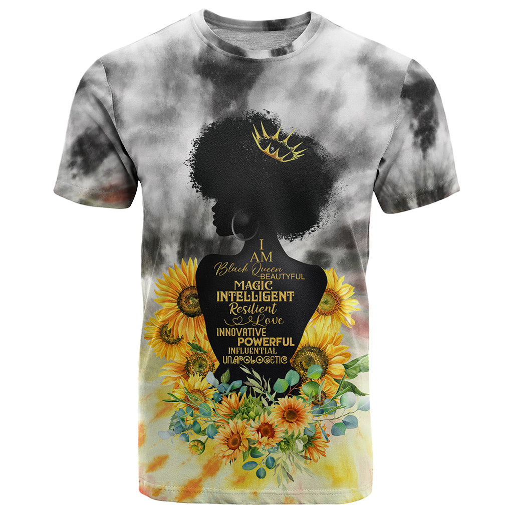 I Am Black Queen T Shirt Flowers Retro Style - Wonder Print Shop