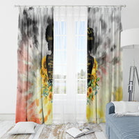 I Am Black Queen Window Curtain Flowers Retro Style - Wonder Print Shop