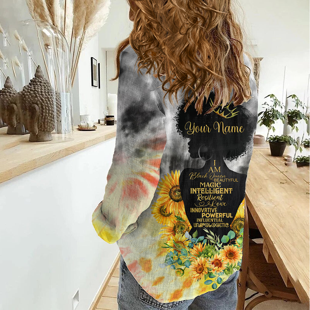 I Am Black Queen Women Casual Shirt Flowers Retro Style - Wonder Print Shop