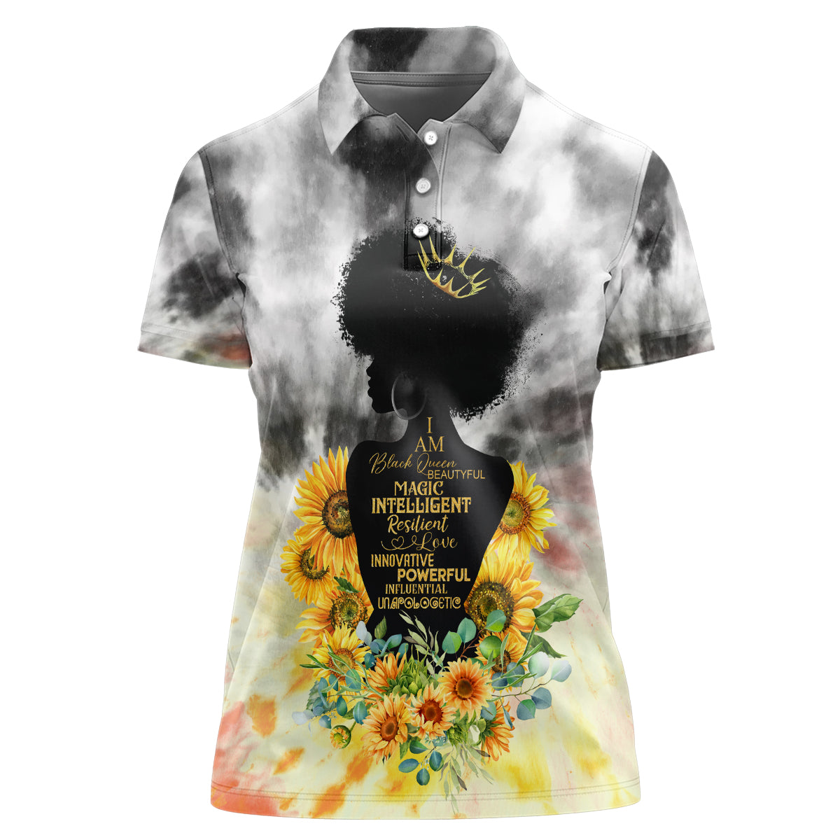 I Am Black Queen Women Polo Shirt Flowers Retro Style - Wonder Print Shop