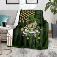 St Patrick's Day Skull Blanket American Flag Shamrock