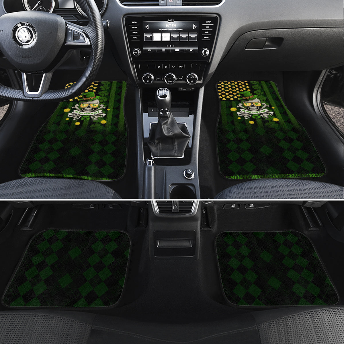 St Patrick's Day Skull Car Mats American Flag Shamrock - Wonder Print Shop