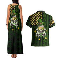 St Patrick's Day Skull Couples Matching Tank Maxi Dress and Hawaiian Shirt American Flag Shamrock - Wonder Print Shop