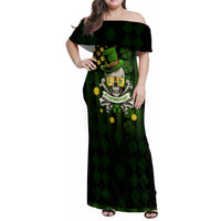 St Patrick's Day Skull Family Matching Off Shoulder Maxi Dress and Hawaiian Shirt American Flag Shamrock - Wonder Print Shop