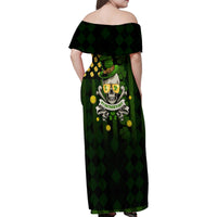 St Patrick's Day Skull Family Matching Off Shoulder Maxi Dress and Hawaiian Shirt American Flag Shamrock - Wonder Print Shop