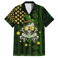 St Patrick's Day Skull Family Matching Short Sleeve Bodycon Dress and Hawaiian Shirt American Flag Shamrock - Wonder Print Shop