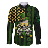 St Patrick's Day Skull Family Matching Short Sleeve Bodycon Dress and Hawaiian Shirt American Flag Shamrock - Wonder Print Shop