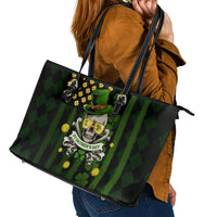 St Patrick's Day Skull Leather Tote Bag American Flag Shamrock - Wonder Print Shop