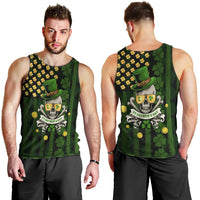 St Patrick's Day Skull Men Tank Top American Flag Shamrock - Wonder Print Shop