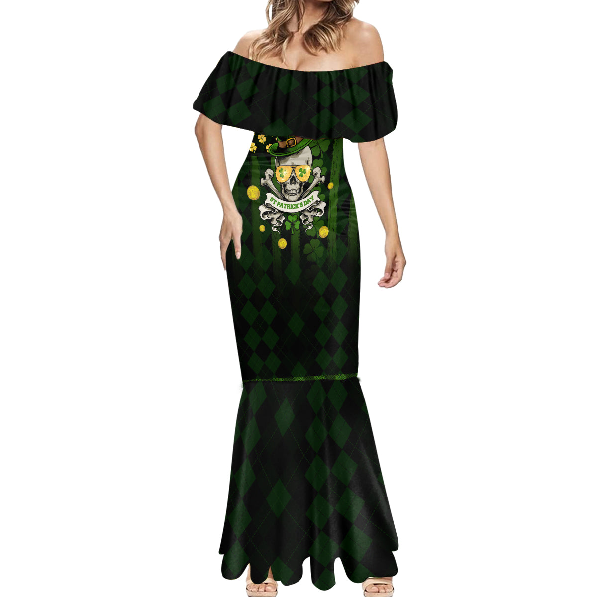 St Patrick's Day Skull Mermaid Dress American Flag Shamrock - Wonder Print Shop