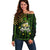 St Patrick's Day Skull Off Shoulder Sweater American Flag Shamrock - Wonder Print Shop