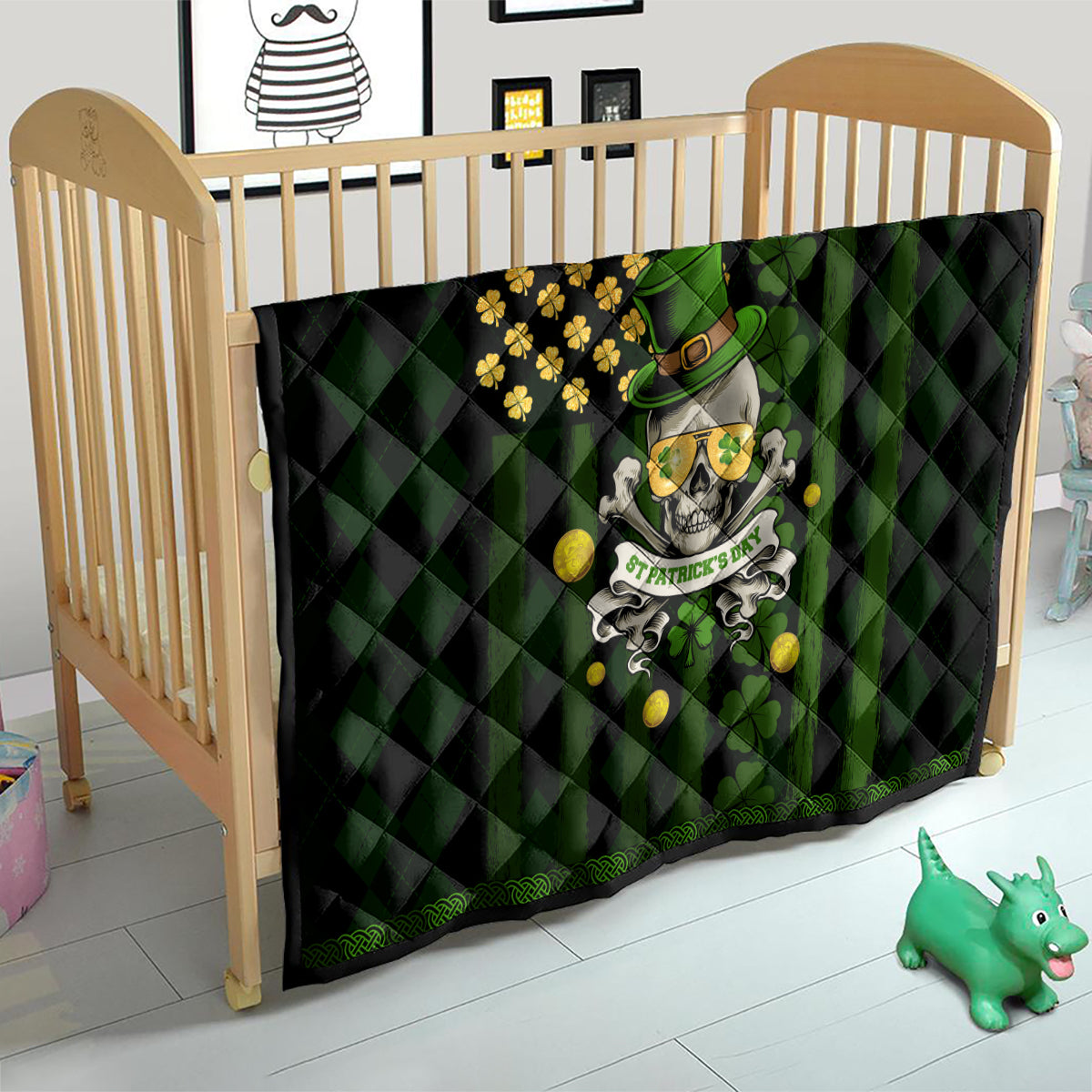 St Patrick's Day Skull Quilt American Flag Shamrock - Wonder Print Shop