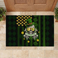 St Patrick's Day Skull Rubber Doormat American Flag Shamrock - Wonder Print Shop