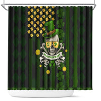 St Patrick's Day Skull Shower Curtain American Flag Shamrock