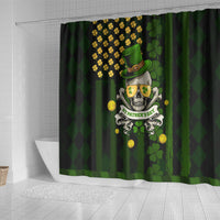 St Patrick's Day Skull Shower Curtain American Flag Shamrock