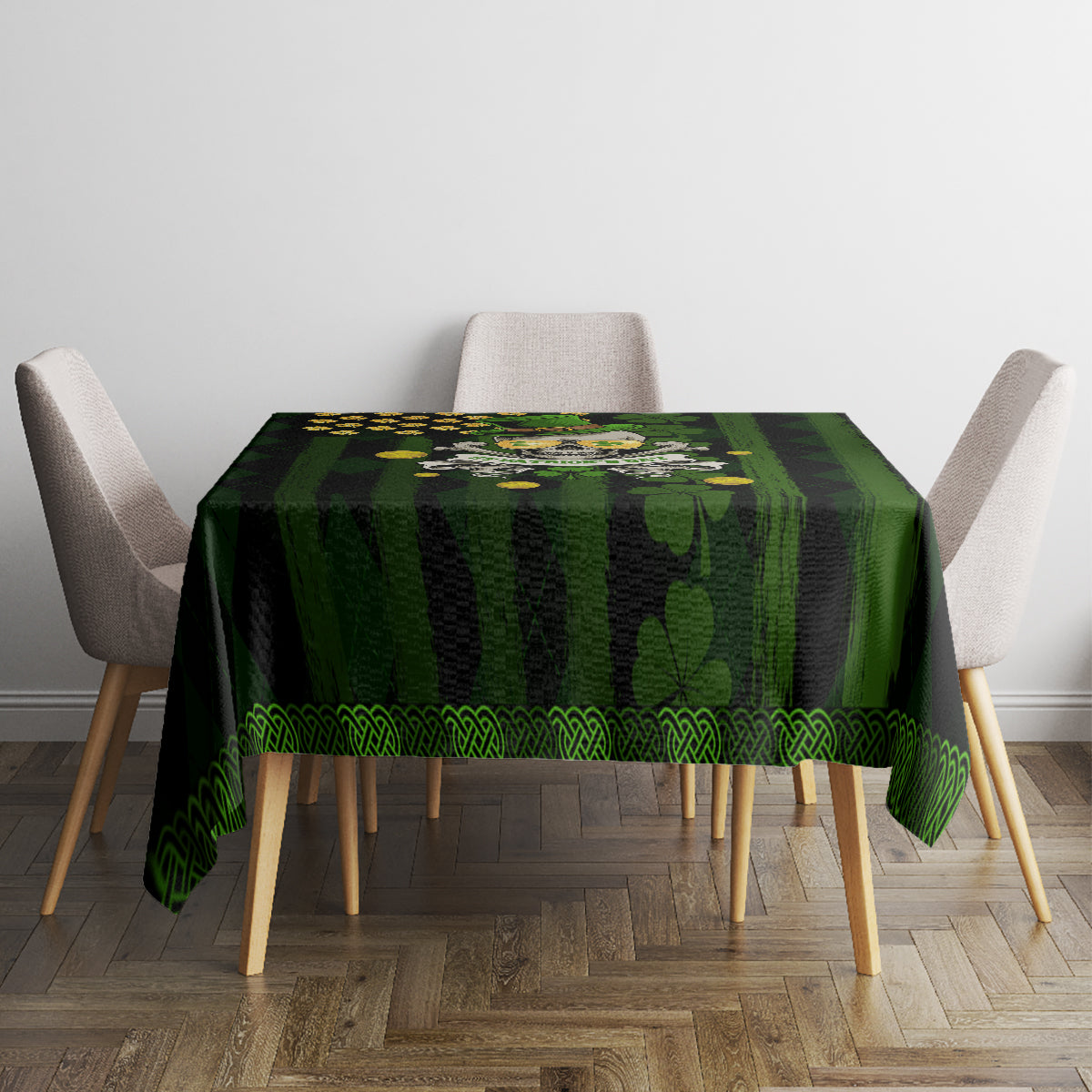 St Patrick's Day Skull Tablecloth American Flag Shamrock - Wonder Print Shop