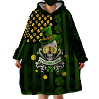 St Patrick's Day Skull Wearable Blanket Hoodie American Flag Shamrock - Wonder Print Shop